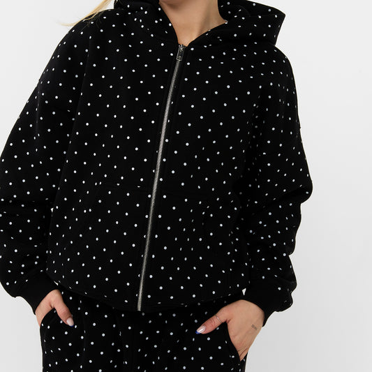 POLKA DOTS BLACK ZIPPER