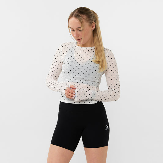 MESH LONG SLEEVE POLKA DOTS